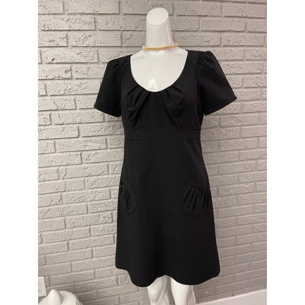 OC by Oleg Cassini Women Scoop Neck Short Sleeve Shift Dress With Pockets Size 6